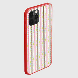 Чехол для iPhone 12 Pro Геометрия полосы и кружочки, цвет: 3D-красный — фото 2