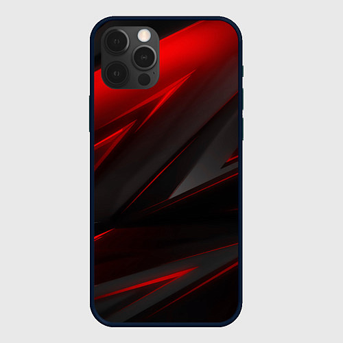 Чехол iPhone 12 Pro Red and Black Geometry / 3D-Черный – фото 1