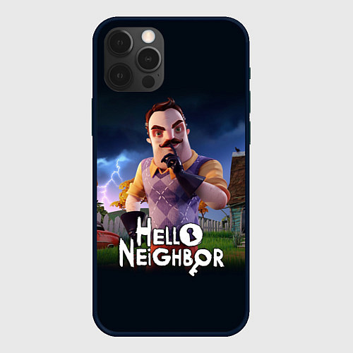 Чехол iPhone 12 Pro Hello Neighbor игра Привет сосед / 3D-Черный – фото 1