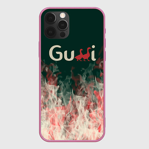 Чехол iPhone 12 Pro Gucci - огонь / 3D-Малиновый – фото 1