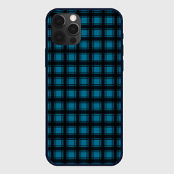 Чехол для iPhone 12 Pro Black and blue plaid, цвет: 3D-черный