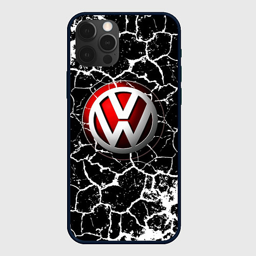 Чехол iPhone 12 Pro Volkswagen Трещины / 3D-Черный – фото 1