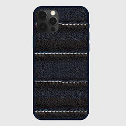 Чехол для iPhone 12 Pro Прошитая кожа, цвет: 3D-черный