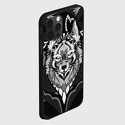 Чехол для iPhone 12 Pro Черно-белый волк, цвет: 3D-черный — фото 2
