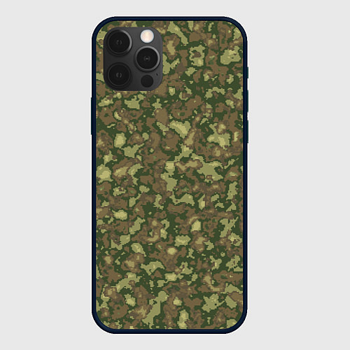 Чехол iPhone 12 Pro Камуфляж цифровой Флора-1 пиксель / 3D-Черный – фото 1