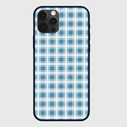 Чехол iPhone 12 Pro Бело-голубой клетчатый узор