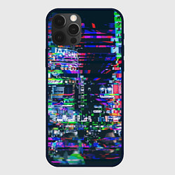Чехол для iPhone 12 Pro Ночной город - glitch, цвет: 3D-черный