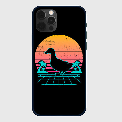 Чехол iPhone 12 Pro Ретро утка / 3D-Черный – фото 1