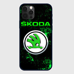 Чехол iPhone 12 Pro SKODA - ЗЕЛЕНЫЕ БРЫЗГИ