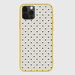 Чехол для iPhone 12 Pro Черно-белые сердечки, цвет: 3D-желтый