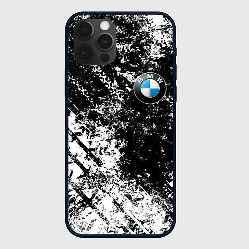 Чехол iPhone 12 Pro BMW : Испачканная ЧБ / 3D-Черный – фото 1