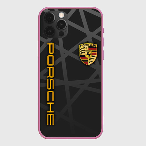 Чехол iPhone 12 Pro PORSCHE : ГЕОМЕТРИЧЕСКИЕ ЛИНИИ / 3D-Малиновый – фото 1