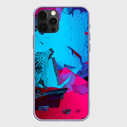 Чехол для iPhone 12 Pro Авангардная фрактальная композиция - Глитч, цвет: 3D-светло-сиреневый