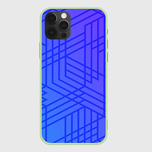 Чехол iPhone 12 Pro Синий градиент geometry / 3D-Салатовый – фото 1