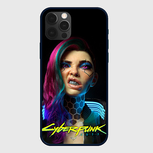Чехол iPhone 12 Pro Cyberpunk - girl grillz / 3D-Черный – фото 1