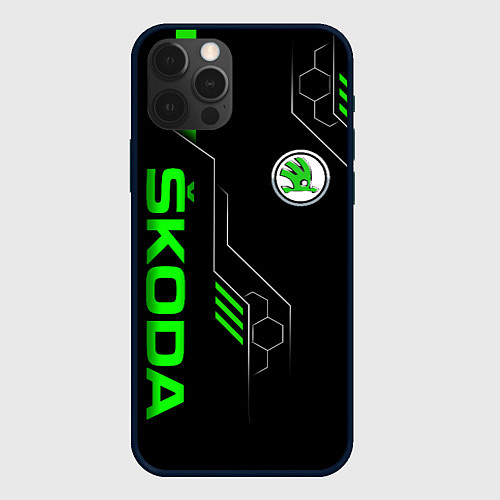 Чехол iPhone 12 Pro SKODA - БРОНЯ БУДУЩЕГО / 3D-Черный – фото 1