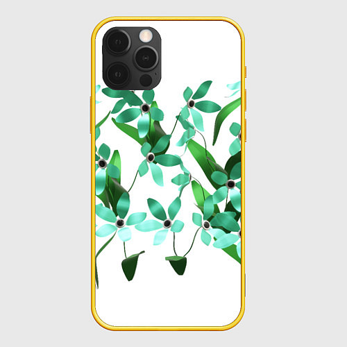 Чехол iPhone 12 Pro Flowers green light / 3D-Желтый – фото 1