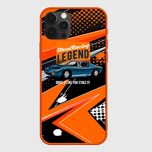 Чехол iPhone 12 Pro Street racing Legend retro / 3D-Красный – фото 1