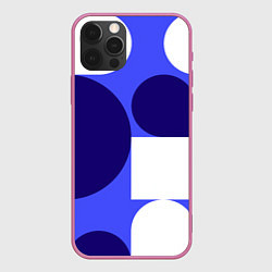 Чехол для iPhone 12 Pro Абстрактный набор геометрических фигур - Синий фон, цвет: 3D-малиновый