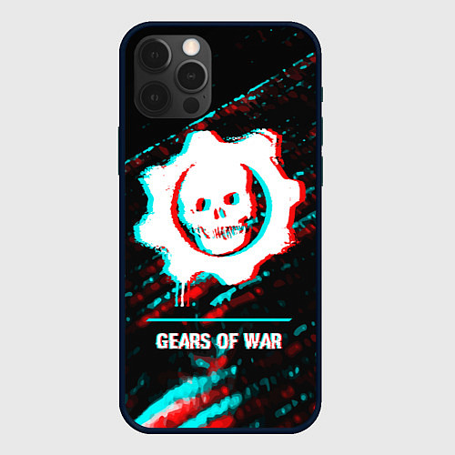 Чехол iPhone 12 Pro Gears of War в стиле glitch и баги графики на темн / 3D-Черный – фото 1