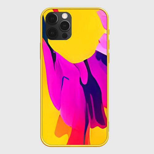 Чехол iPhone 12 Pro Яркие позитивные узоры / 3D-Желтый – фото 1