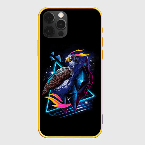Чехол iPhone 12 Pro Неоновая птица - Арт / 3D-Желтый – фото 1