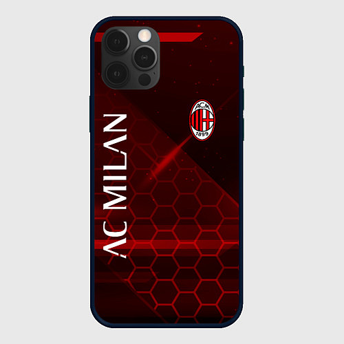 Чехол iPhone 12 Pro Ac milan Соты / 3D-Черный – фото 1