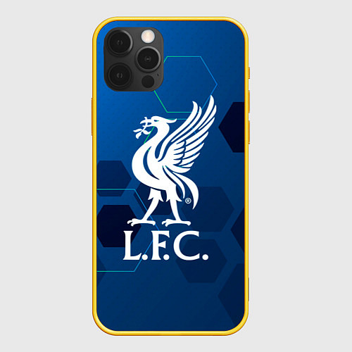 Чехол iPhone 12 Pro Liverpool шестиугольники абстракция / 3D-Желтый – фото 1