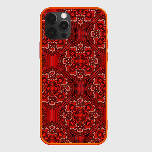 Чехол iPhone 12 Pro Красные абстрактные круглые узоры / 3D-Красный – фото 1