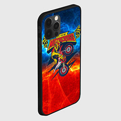 Чехол для iPhone 12 Pro Extreme motocross: мотоциклист на фоне огня, цвет: 3D-черный — фото 2