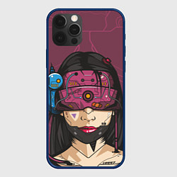 Чехол для iPhone 12 Pro Кибер-девушка, цвет: 3D-тёмно-синий