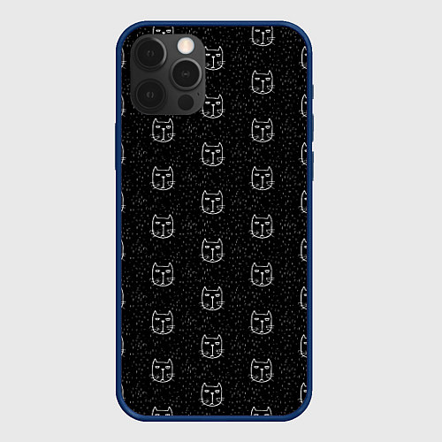 Чехол iPhone 12 Pro Хмурые Мордочки Котов Под Дождём / 3D-Тёмно-синий – фото 1