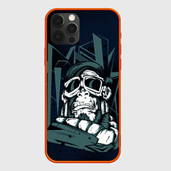 Чехол для iPhone 12 Pro Страшная обезьяна -путешественник, цвет: 3D-красный