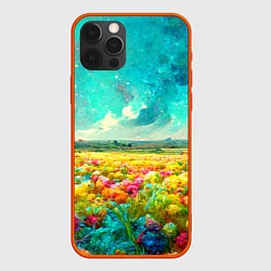Чехол для iPhone 12 Pro Бесконечное поле цветов, цвет: 3D-красный