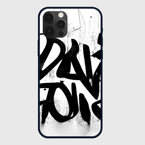 Чехол iPhone 12 Pro Крупные граффити надписи / 3D-Черный – фото 1