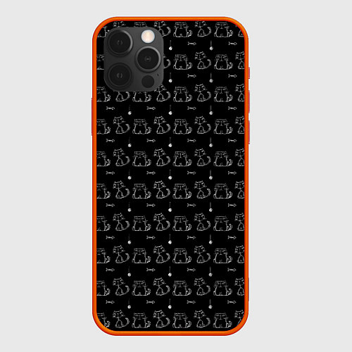 Чехол iPhone 12 Pro Сидящие Коты и Кошки / 3D-Красный – фото 1