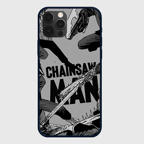 Чехол iPhone 12 Pro Chainsaw man comix / 3D-Черный – фото 1