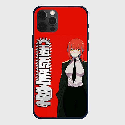 Чехол iPhone 12 Pro Макима детектив - Человек-бензопила / 3D-Черный – фото 1