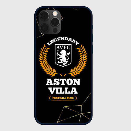 Чехол iPhone 12 Pro Лого Aston Villa и надпись legendary football club / 3D-Черный – фото 1