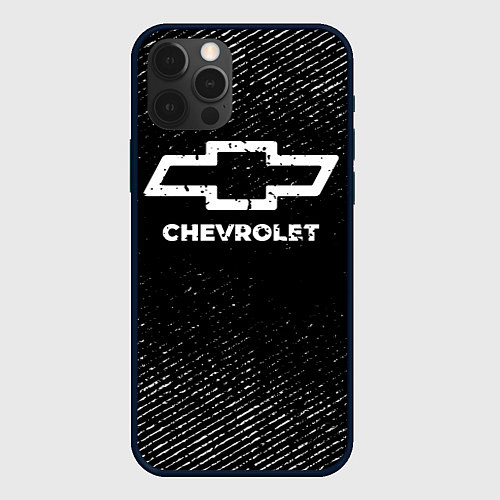 Чехол iPhone 12 Pro Chevrolet с потертостями на темном фоне / 3D-Черный – фото 1