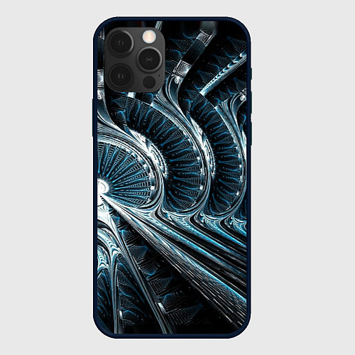 Чехол iPhone 12 Pro Кибернетический абстрактный тоннель / 3D-Черный – фото 1