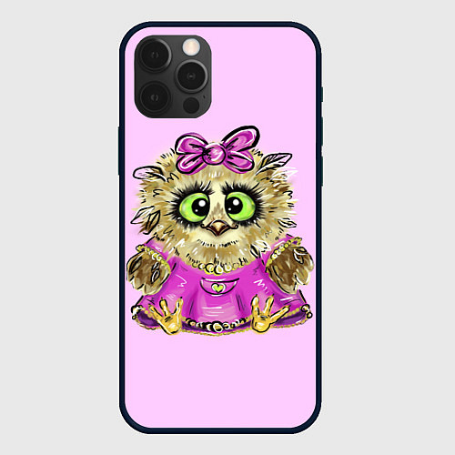Чехол iPhone 12 Pro Совушка бейби / 3D-Черный – фото 1
