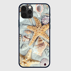 Чехол для iPhone 12 Pro Морские звёзды и ракушки на океанском песке, цвет: 3D-черный