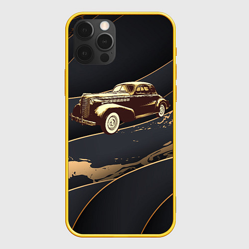 Чехол iPhone 12 Pro Рисунок ретро - автомобиля / 3D-Желтый – фото 1