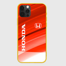 Чехол для iPhone 12 Pro Хонда - Красно-белая абстракция, цвет: 3D-желтый