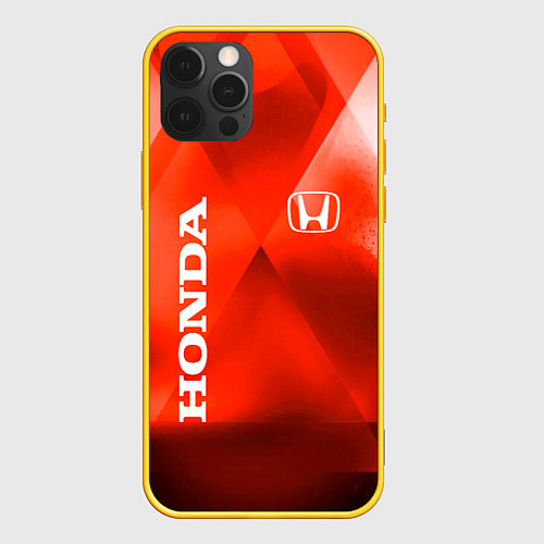 Чехол iPhone 12 Pro Honda - красная абстракция / 3D-Желтый – фото 1