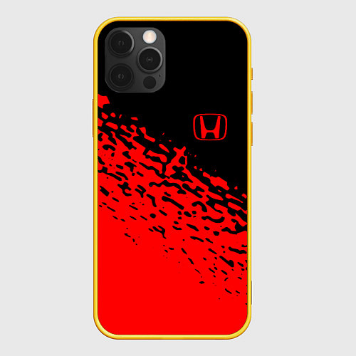 Чехол iPhone 12 Pro Honda - красные брызги / 3D-Желтый – фото 1