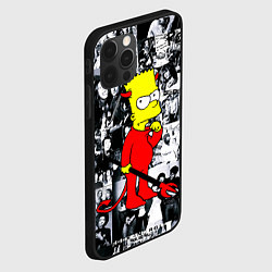 Чехол для iPhone 12 Pro Барт Симпсон - чёрт на фоне своих подопечных, цвет: 3D-черный — фото 2