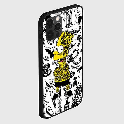 Чехол iPhone 12 Pro Барт Симпсон весь в татухах - Hype / 3D-Черный – фото 2