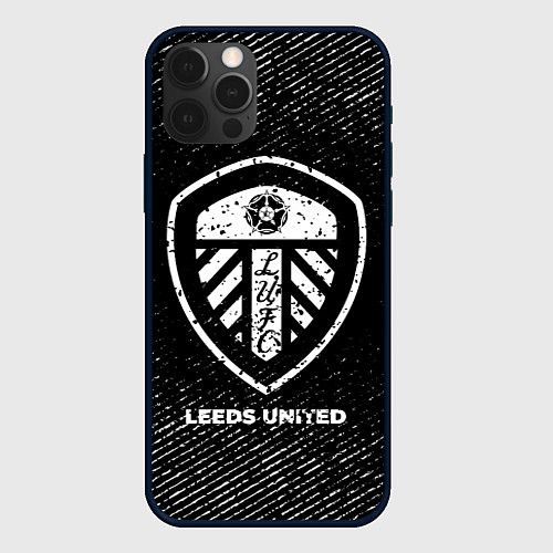 Чехол iPhone 12 Pro Leeds United с потертостями на темном фоне / 3D-Черный – фото 1